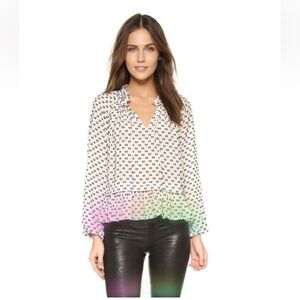 *Rebecca Taylor Black and Ivory Size 10 Silk Blend Box Clip Blouse